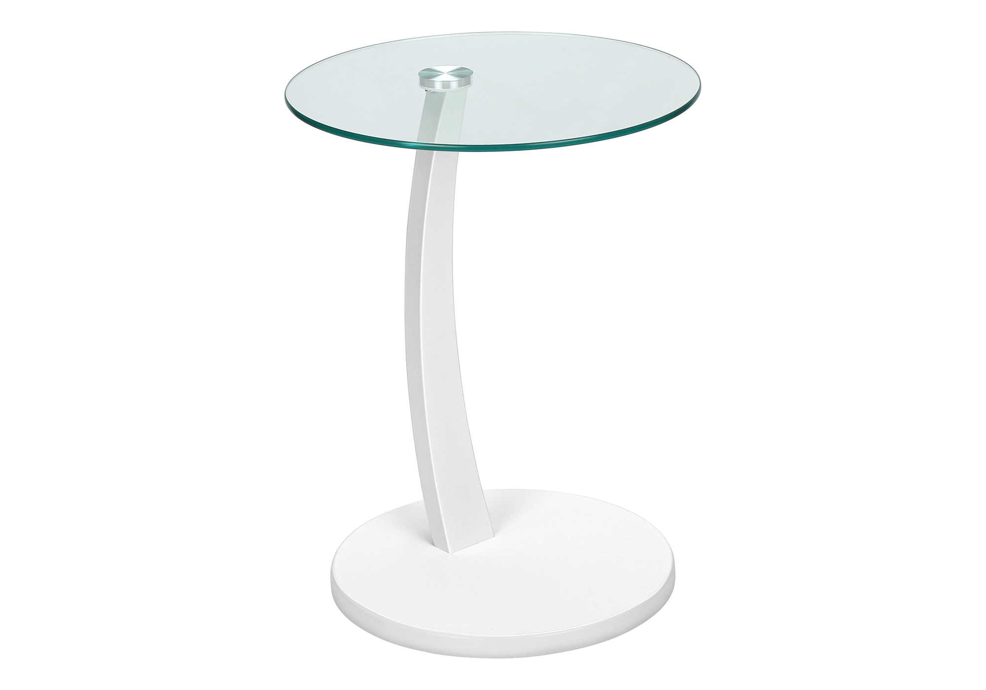 ACCENT TABLE - WHITE BENTWOOD WITH TEMPERED GLASS